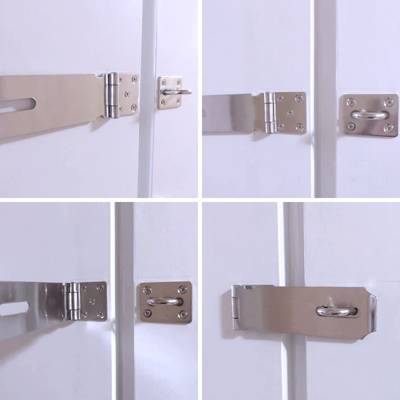 2Pcs Stainless Steel Gate Lock Hasp, Safety Packlock Clasp Lock