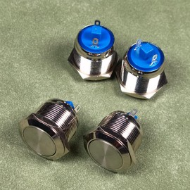 Gebildet 19 mm Flat Head SPST Momentary Push Button Waterproof, Self-Resetting Stainless Steel Push Button, Solder Pin Connections DC 6V/12V/36V/48V, AC 110V/230V 3A, 1NO