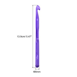 uxcell Crochet Hooks 8mm Ergonomic Knitting Needle Plastic Colorful Transparent Crochet Hooks for DIY Crocheting Yarn Blanket Carpet Weaving, Purple