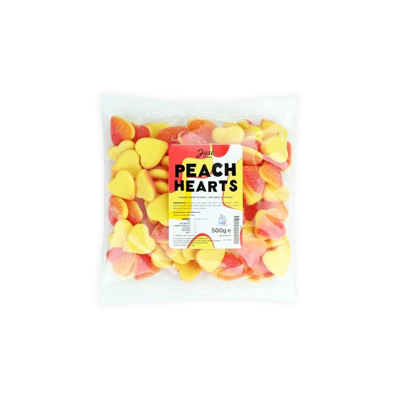 Just Treats Peach Hearts (500g Share Bag)