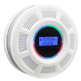 GiiHoo Wireless Interconnected Smoke Carbon Monoxide Detector Battery Powered, Interlinked Combination Smoke and Carbon Monoxide Detector Alarm with Digital Display, Silence Button (White-2)