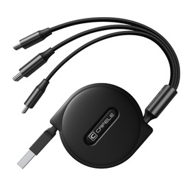 Charging Cable, 3-in-1, Winding 5V/3A, Rapid Charging, 15W, CAFELE Multi Charging Cable, High Speed Data Transfer (Compatible with Other Typec), Supports 3 Types of Terminals (Compatible with All