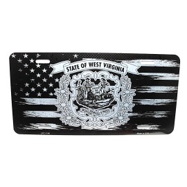 DIGIART INTERNATIONAL WEST VIRGINIA STATE FLAG AMERICAN FLAG BRUSHED METAL CAR NOVELTY LICENSE PLATE