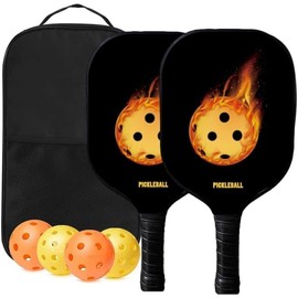 Pickleball Paddles USAPA Approved Featuring a Multilayer Fiberglass Pickleball Set with 4 Pickleball Balls and Pickleball Carry Bag Lightweight Polymer Honeycomb Non-Slip Grip for Unisex Beginners&Pro