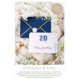 Joli Coon 20 Happy Birthday Folding Card A6 with Dark Blue Envelope Birthday Card 20