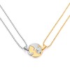 COOLSTEELANDBEYOND Pair Steel Gold Silver Matching Kitty Cat Friendship Pendant