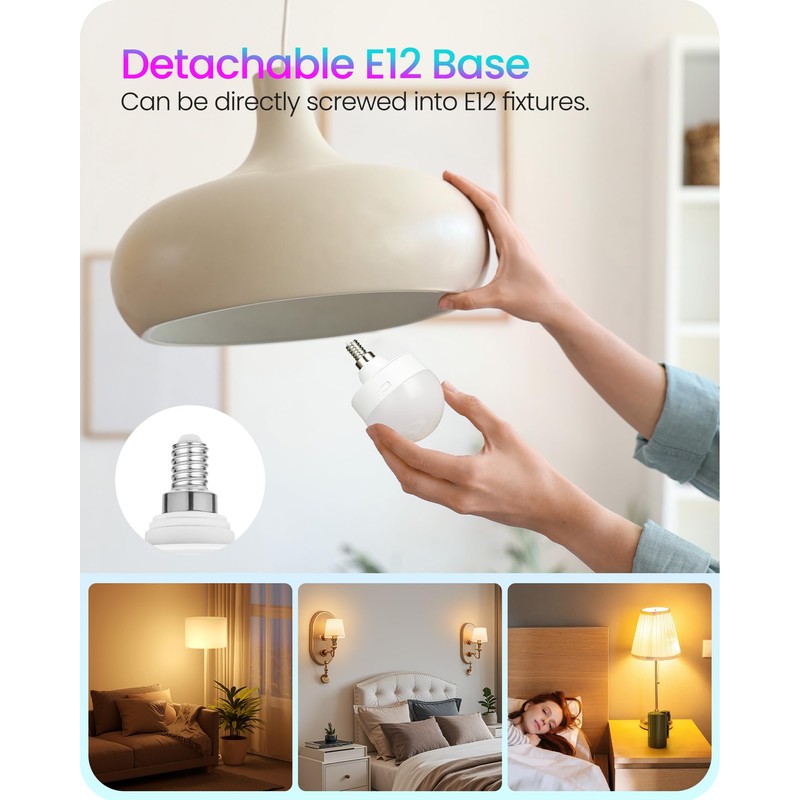 GOEBLESON Rechargeable Light Bulbs with Remote Control, 2 Pack E12
