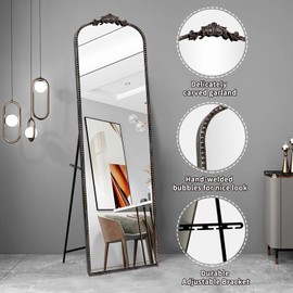 Growsun Antique Baroque Full Length Mirror, Vintage Black 65''x22'' Full Body Floor Mirror w/Free Standing,Wall-Mounted or Leaning Against Wall for Bedroom, Living Room