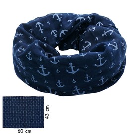 Soul-Cats 1 Children's Loop Scarf with Maritime Anchor Motifs in Dark Blue, blue