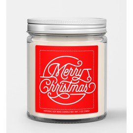 Merry Christmas Natural Soy Wax Candle Classic Christmas Candle (Mistletoe)