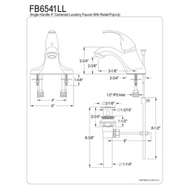 Kingston Brass FB6541LL 5-1/8-Inch in Spout Reach Legacy 4-Inch Centerset Lavatory Faucet with Brass/ABS Pop-Up, Polished Chrome