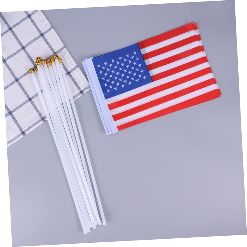 FUNOMOCYA Hand Held American Flag Stick 20pcs Polyester Plastic International