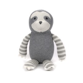 FLUFFYFUN Organic Baby Toys Grey Sloth Stuffed Animal 7.1"