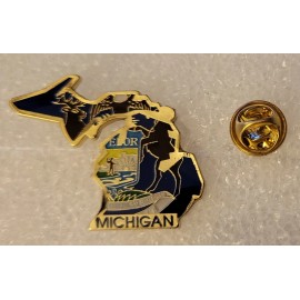 Michigan State Flag Map lapel pin