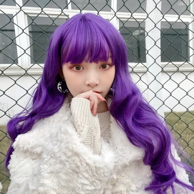 generic T Peluca Morada Larga Ondulada Para Mujer