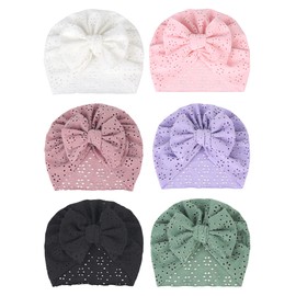 ZURLEFY 6 sombreros elásticos para bebé, turbante para bebés y niñas, sombrero recién nacido con lazos para niñas, gorras de bebé, sombrero de bebé, 17., 12 meses