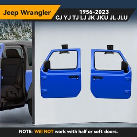 KUAFU 2Pcs Wall-Mounted Door Hangers Compatible with 1956-2023 Jeep Wrangler CJ YJ TJ LJ JK JKU JL JLU Removable Door Storage Holder Bracket Rack Aluminum Powder Coated Black