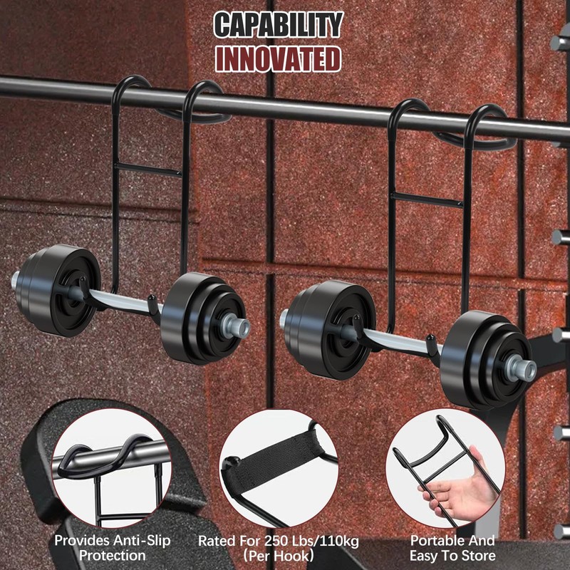2 Pack Dumbbell Spotter Hooks for Barbell,220 Ib Load Capacity