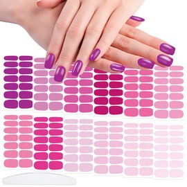 WOKOTO 12 Sheets Pink Series Nail Stickers Full Nail Wraps for Women Girls Solid Nail Stickers Decals Gel Nail Strips for Women Girls Stick On Nails Polish Stickers Gel Nail Stickers Strips
