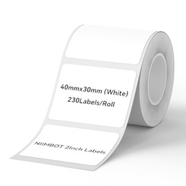 NIIMBOT Labels for B1/B21/B3S Label Maker, 40 x 30 mm (1.57'' x 1.18'') 230 Tapes/Roll, Thermal Label Tape, Waterproof, Oil-Proof for Home Office Small Business Labeling Tape Replacement(White)