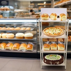 FixtureDisplays 21X11X49" 4Tier Wood Rack Foldable Display Shelf Merchandise With Blank Sign