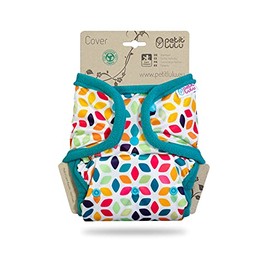 Petit Lulu Size 2 PUL Overpants (5-16 kg) | Press Studs | One Size Nappy Cover | Baby Nappy Pants | Washable & Waterproof | Fabric Nappies | Made in EU (Floral Cubes)