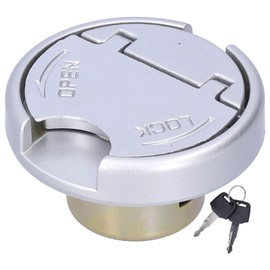 Fuel Cap, Qiilu Gas Tank Cap with Keys Stainless Steel Parts Stainless Steel Fuel Door Cover Universal for Scooter Motorcycle (Splitter)