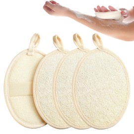 MAEXUS 4 Stück Natürlicher Luffa Schwamm,Luffa Schwamm Körper,8 * 12cm Dusch Schwamm,peeling schwamm,Dusch Schwamm Körper,Shower Sponge für Damen und Herren (Beige)