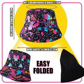JenPen 2 Pcs 80s 90s Fanny Pack Bucket Hats Set for Men Women Retro Accessories for Summer Sports Party(Bright Style)