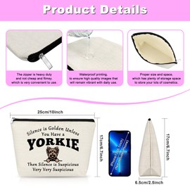Gfhzdmf Yorkshire Terrier Dog Gift Makeup Bag Yorkie Dog Gifts for Women Birthday Valentine Present for Yorkie Lovers Mom Owner Animal Pet Puppy Lover Daughter Girls Sister Cosmetic Bag with Zipper
