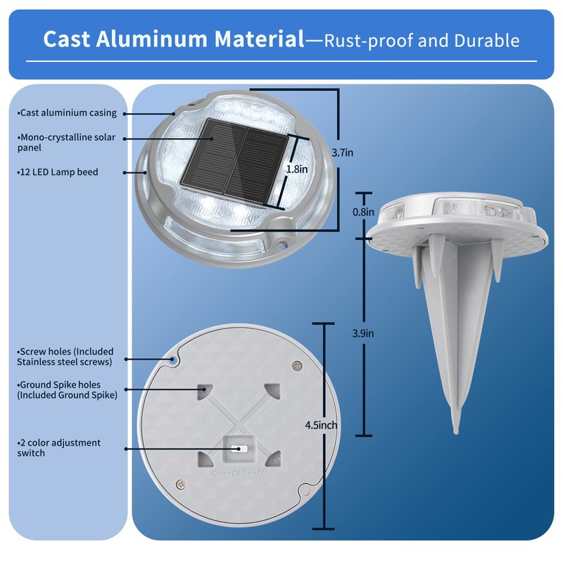 VOLISUN Solar Driveway Deck Lights Dock Marine Lights,16 Pack Solar
