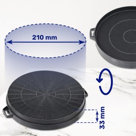 Activated Carbon Filter for Cooker Hood Diameter 210 x H 33 mm 059007 49002520 484000008579 481281728343 027838 49018362 50290913008 50 27382 008 C0027838 for Zanussi for Electrolux Warranty 10 Year -