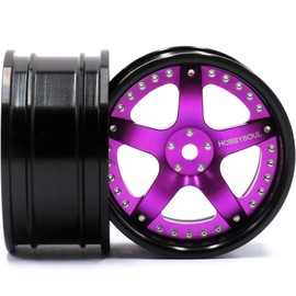 4pcs RC 1/10 Aluminum Wheel Rims Hex 12mm Adjustable Offset Rims Fit for 1:10 RC On Road Drift Touring Car Tyres (Purple & Black Color)