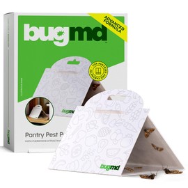 BugMD Pantry Moth Traps (6-Pack) – Pheromone-Based Sticky Glue Traps, Non-Toxic, Kills Indian Meal Moths – Kitchen & Food-Storage Safe - White