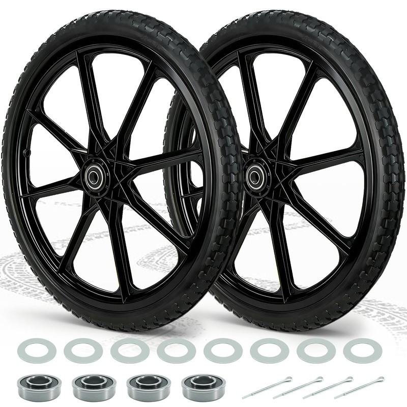 20” Flat Free Wheelbarrow Wheels and Tires, with 2.45” Centered