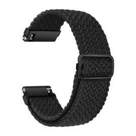 AidorMax 20 mm Nylon Braided Strap, Elastic Replacement Strap with Quick Release Compatible with Smartwatches and Watches, Adjustable Watch Strap for Men and Women (Black)