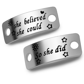 Ensianth She Believed She Could So She Did Shoe Lace Tag Sports Jewelry Inspirational Gift Trainer Tags Gift For Runner (she believe)