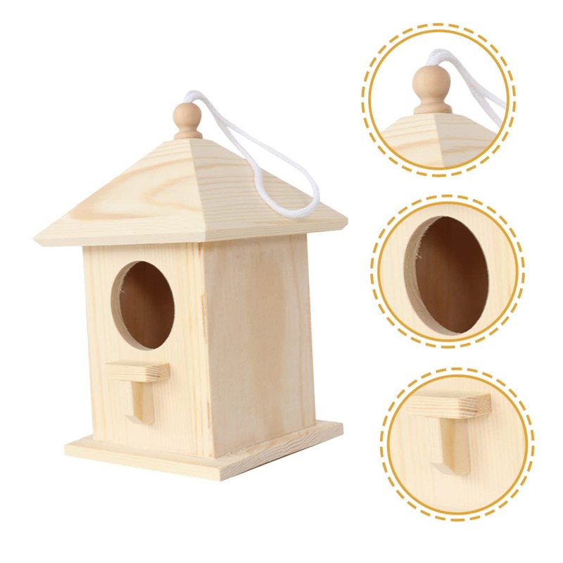 Sosoport Elegant Wooden Bird House Garden Nest Bird Feeder Hummingbird