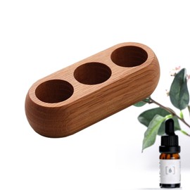 VolksRose 5~10ml Wooden Essential Oil Organizer for 3 Bottle - Red Oak Storage Rack - Elegant Travel & Home Display Holder for Essential Oils, Nail Polish, Perfume, Compact Shelf for Tabletop
