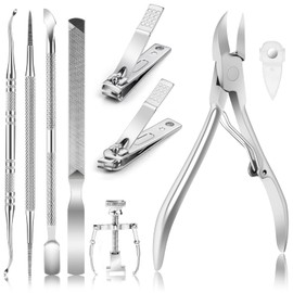 Ingrown Toenail Tool Kit (9 Pieces) Professional Toe Nail Clipper Set for Ingrown & Thick Nail, Stainless Steel Ingrown Toenail Kit