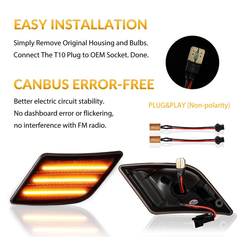 DERMOKA LED Side Marker Lights for 2008-2011 Mer'cedes-Benz Pre-LCI W204
