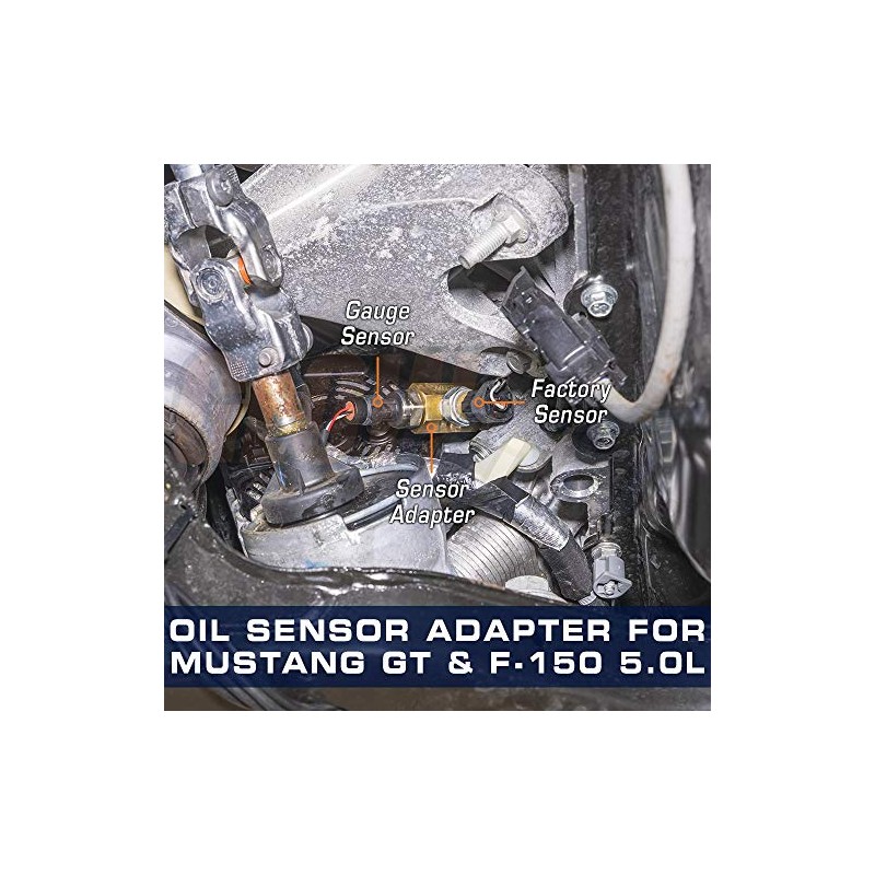 GlowShift Oil Pressure/Temperature Sensor Thread Adapter Compatible with Ford Mustang