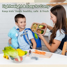 Kids Adults Stainless Steel Bento Box, 3-Compartment Metal Lunch Box