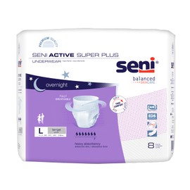Seni Active Super Plus Unisex Adult Incontinence Underwear, Heavy Absorbency, Pull On Disposable Overnight Underwear for Men & Women (Large, 32, Count)