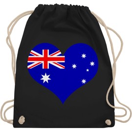 Shirtracer – Countries – Heart Australia – Cotton Gym Bag and Cloth Bag - Black -