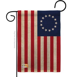 Ornament Collection G192173-DB Betsy Ross Burlap Americana Historic Decorative Vertical Garden Flag, 13"x 18.5", Multi-Color