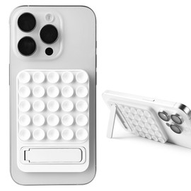 2 in 1 Silicone Sticky Phone Grip, combines a powerful suction cup and a durable mount, suitable for any phone model provides multiple mounting options for selfies and Tiktok video recording（White）