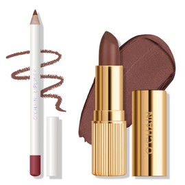 KYDA Lipstick and Lip Liner Set, Includes Velvet Lipstick + Matte Liner Pencil, Smooth Creamy Matte Lips Color, Lips Makeup Gift Kit for Old Women and Girls, Lipliner Combo, 06