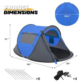 MoNiBloom 2 Person Camping Tent Lightweight Backpacking Tent Waterproof Windproof Two Doors Easy Setup Outdoor Tents with Carry Bag for Family Camping Hunting Hiking Mountaineering Travel, Blue