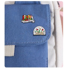 songbowen Cartoon Book Brooch Set English Book Series Cute Enamel Lapel Pins Sets Cartoon Plant Flower Brooch Pin Badge for Clothing Bag Backpack Jacket Hat Party Favors Decoration for Teacher Student Jewelry